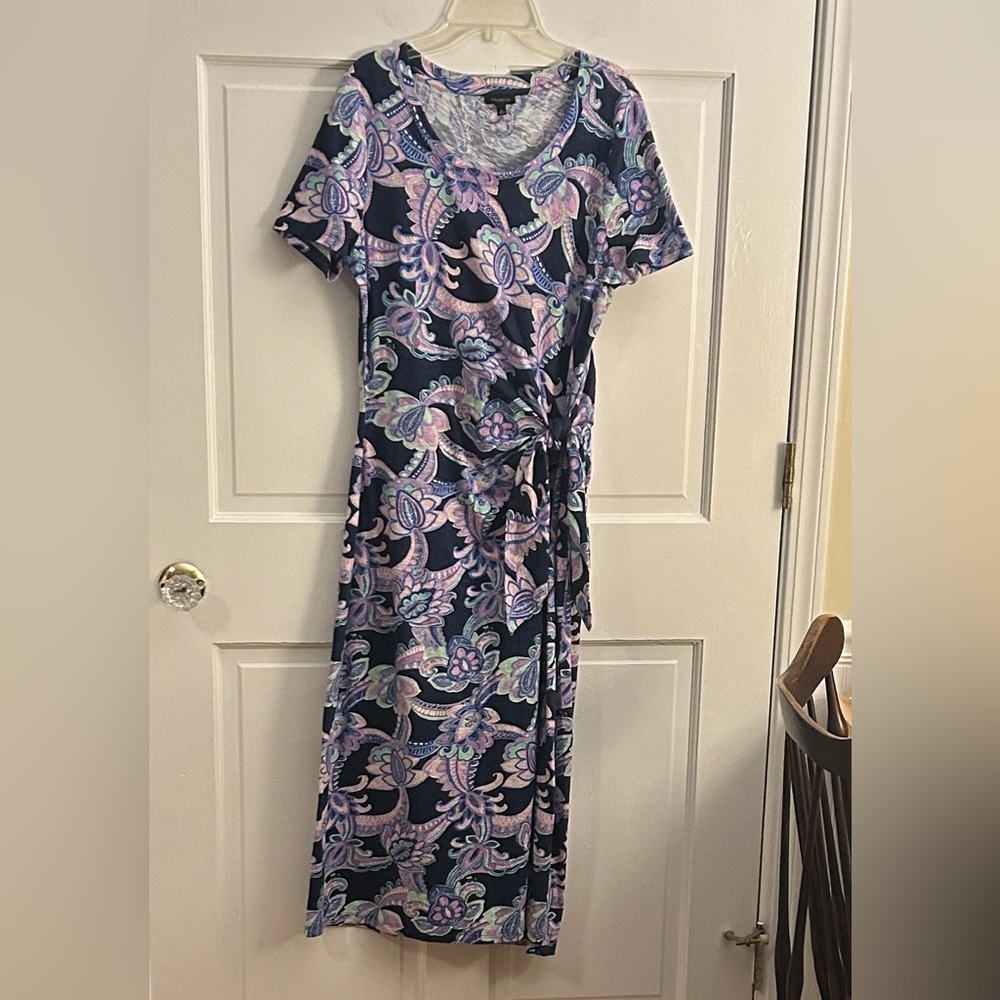 Talbots Purple and Blue Floral Maxi Dress M